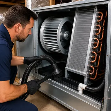 Professional air handler cleaning service improving airflow and indoor air quality